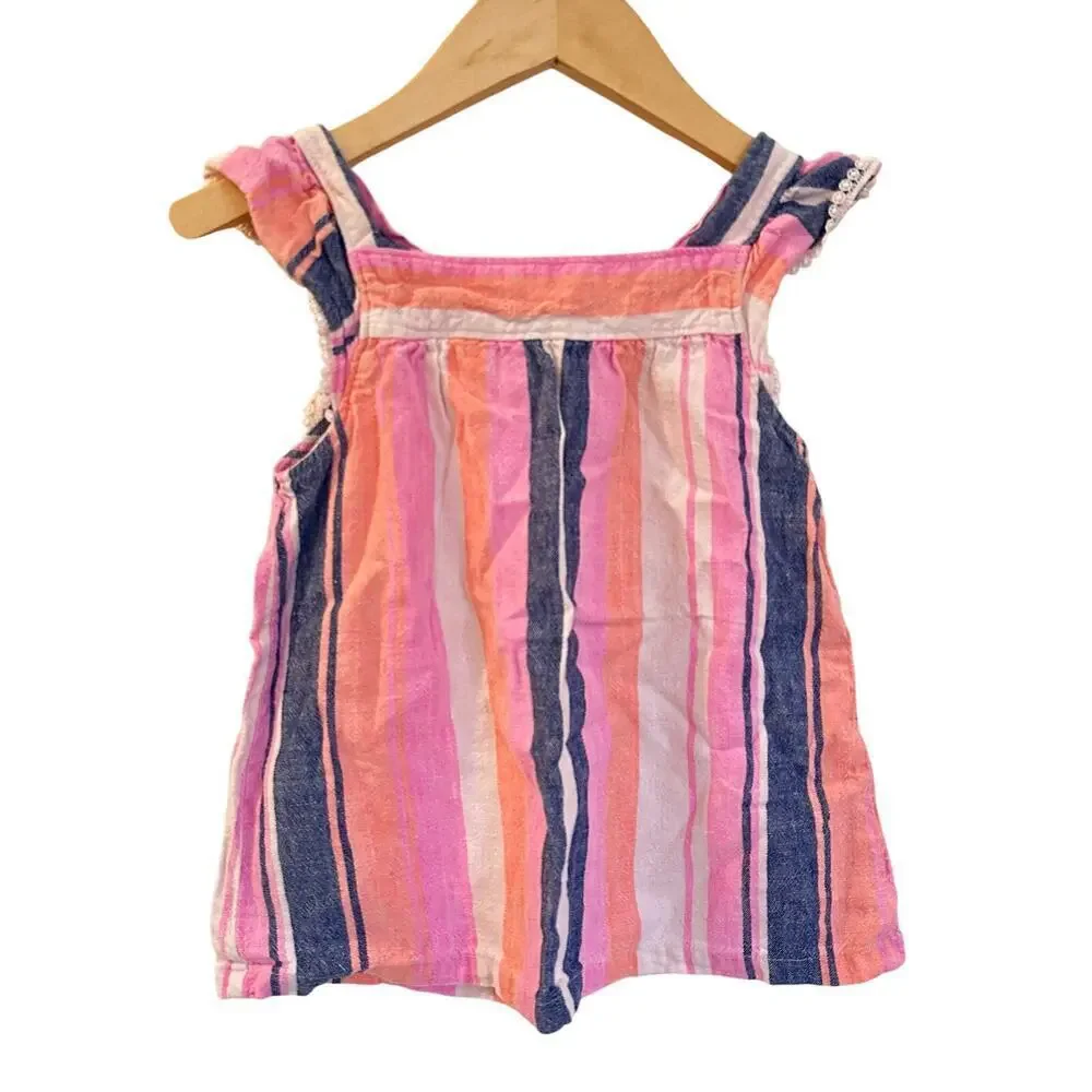 Carter's Girls Stripe Tank sz 5T Cotton Flutter Sleeve Tank